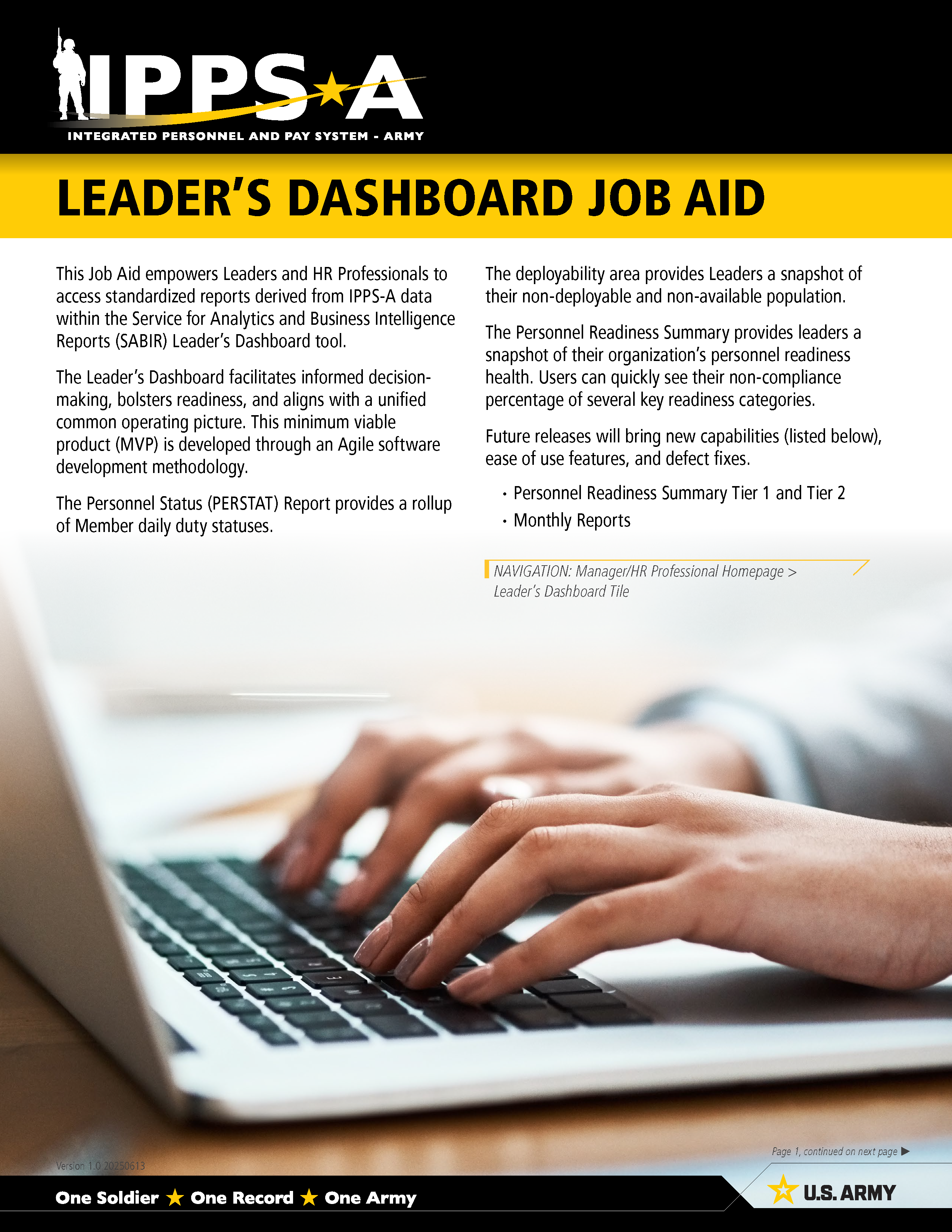 Link to Leader's Dashboard Job Aid